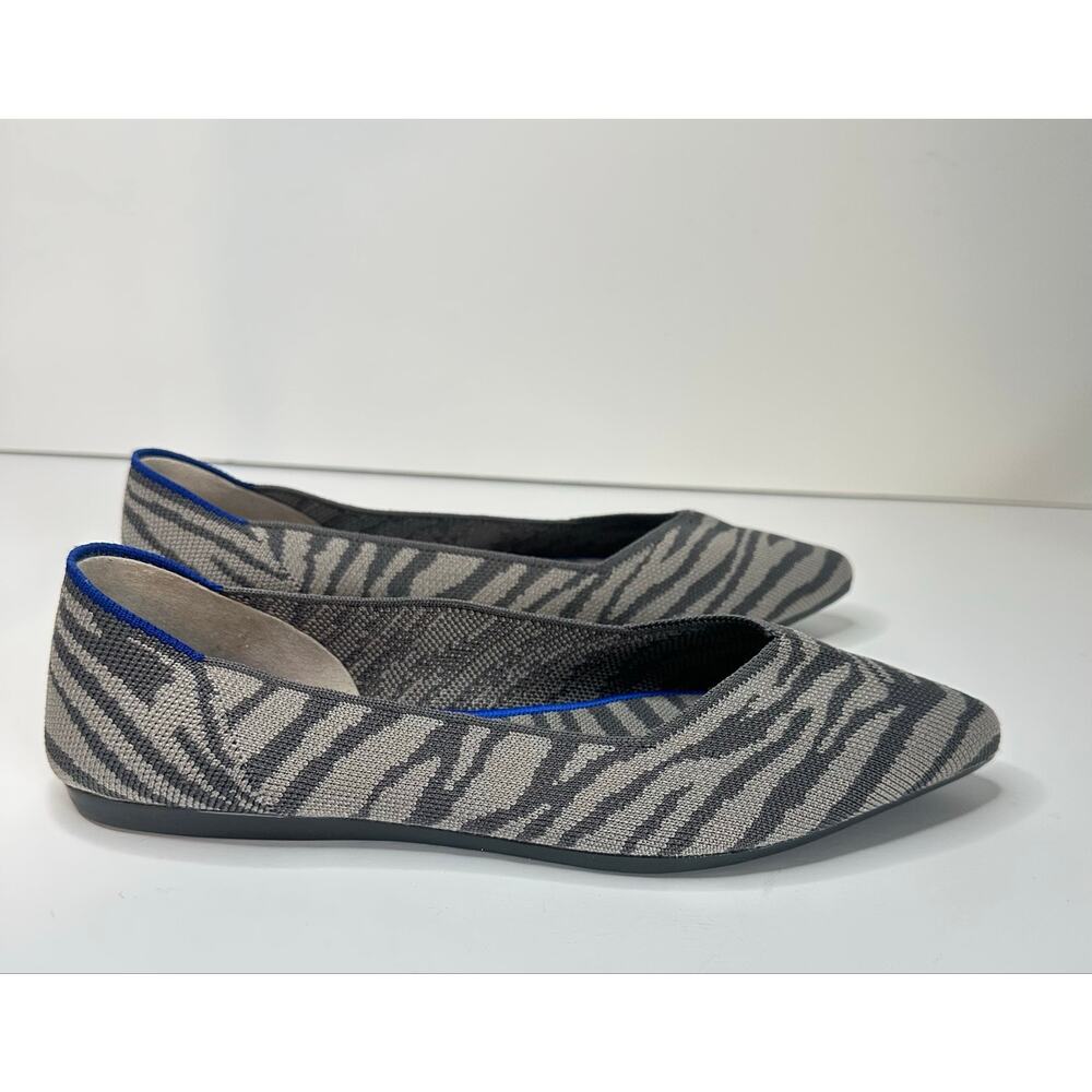Rothys Shoes Womens 7.5 The Point Ballet Flats Grey Zebra Print Comfort Low Top - Picture 7 of 10